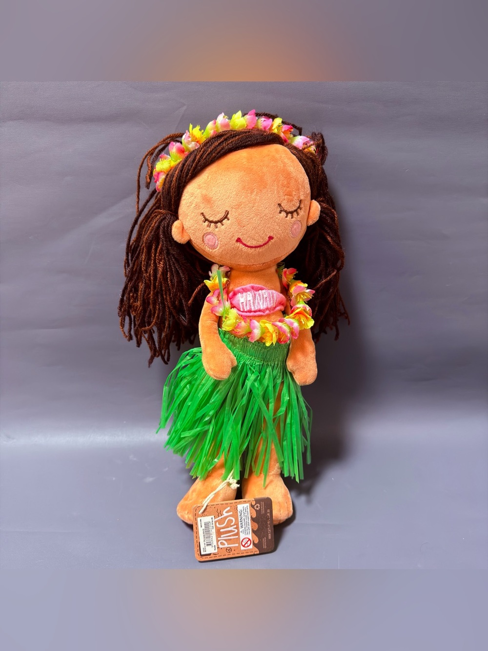 Earth Nymph Hawaii Hula Girl Plush Doll 14" Large Paia Maui Souvenir Toy NWT